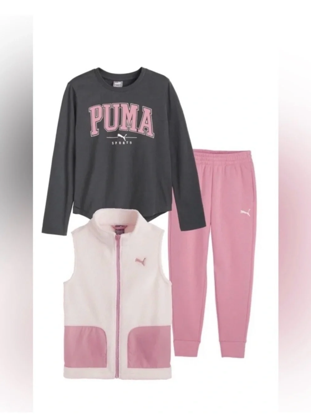 NWT PUMA 3PC Kids' Pink Jogger Set - Picture 2 of 7